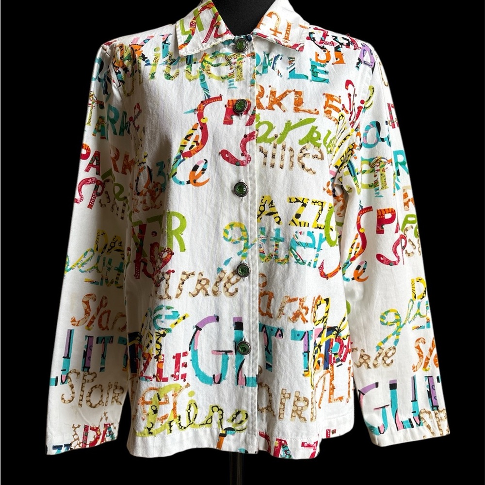 Life Style Shirt Animal Font Whimsical Women’s Med Positive Message Colorful EUC